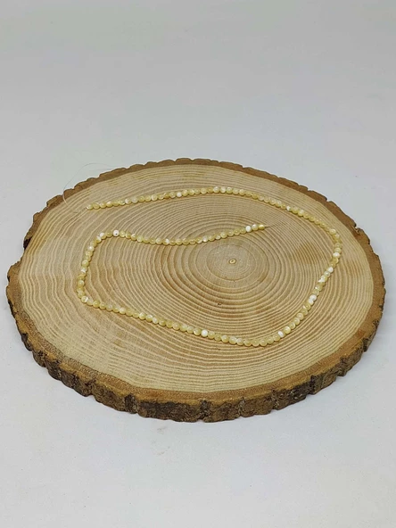 Bileklik Boy Sedef Taşı Karamel Yarım Dizi 3mm (17CM UZUNLUĞUNDADIR) - Resim 3