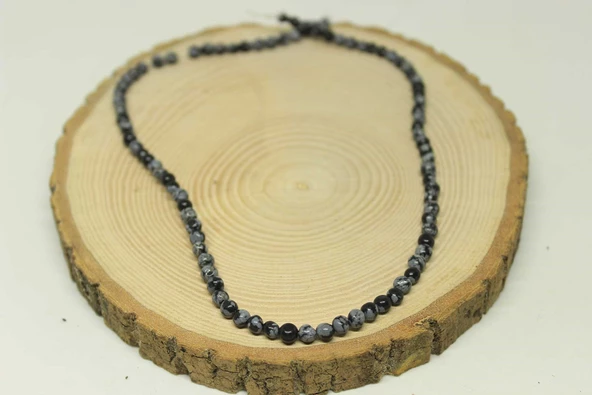 Bileklik Boy Kar Tanesi Obsidyen Taşı Yarım Dizi 4-4.5mm Aralığı (18CM UZUNLUĞUNDADIR) - 3