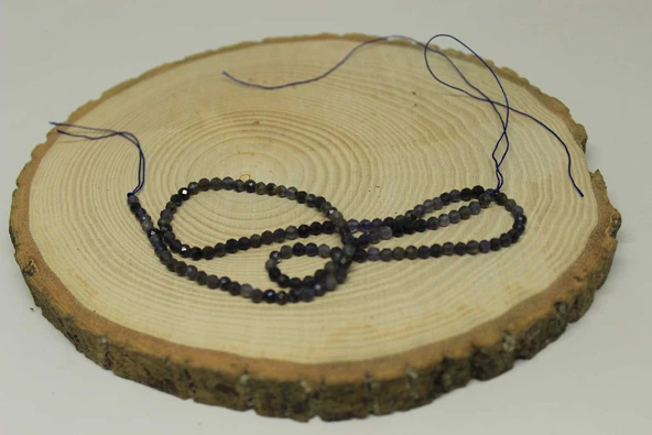 Bileklik Boy Su Safiri (İYOLİT) Taşı Yarım Dizi 3mm (17CM UZUNLUĞUNDADIR) - 3