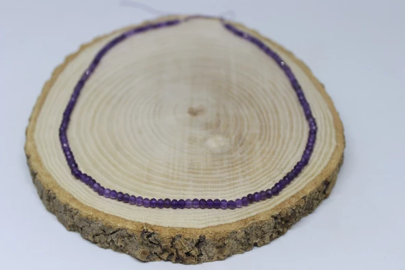 Bileklik Boy Ametist Taşı Rondela Faset Kesim 3.5*2.5mm Yarım Dizi (17CM UZUNLUĞUNDADIR) ürün görseli 1