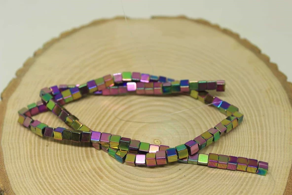 Bileklik Boy Hematit Taşı Küp Şekilli 4mm Yarım Dizi (24450) (18CM UZUNLUĞUNDADIR) - 3