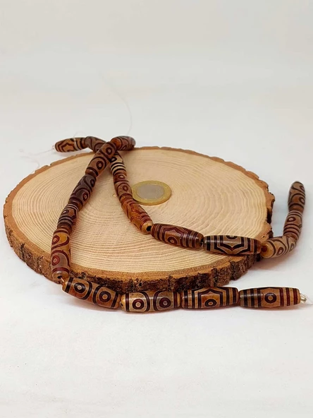 3 Göz Tibet Akik Taşı Silindir Kesim 10x30mm/adet (45810-1) - 3