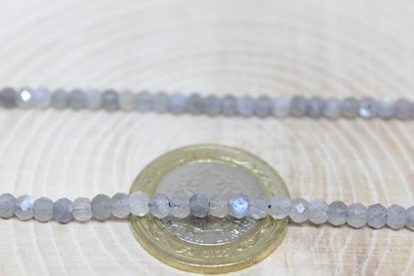 Bileklik Boy Labradorit Taşı Rondela Faset Kesim 3.5*2.5mm Yarım Dizi (17CM UZUNLUĞUNDADIR) - Resim 2