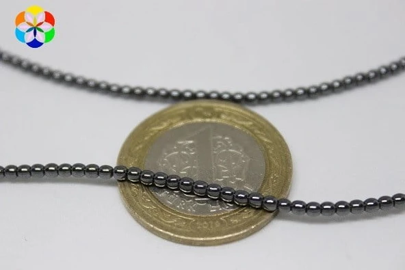 Bileklik Boy Hematit Taşı Yarım Dizi 2mm (KÜÇÜK DELİKLİ) (17CM UZUNLUĞUNDADIR) - Resim 2