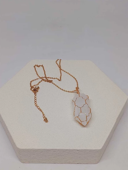 Kristal Kuvars Bakır Malzemeli El Örgüsü Özel Pandül Sarkaç (Kolye Ucu) (51340) - Resim 6