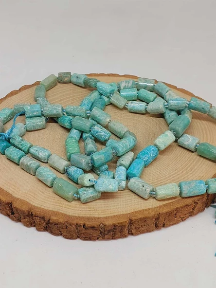 Bileklik Boy Amazonit Taşı 7x12mm Yarım Dizi (49934) (18CM UZUNLUĞUNDADIR) - Resim 2