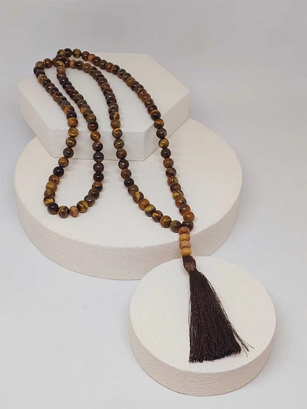 Kaplangözü Taşı108'lik Tibet Stili El Yapımı Mala Kolye (51394) - 5