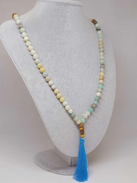 Amazonit Taşı 108'lik Tibet Stili El Yapımı Mala Kolye (51390) ürün görseli