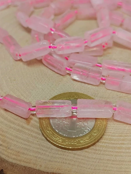 Bileklik Boy Pembe Kuvars Taşı 7x12mm Yarım Dizi (49944) (18CM UZUNLUĞUNDADIR) - 2