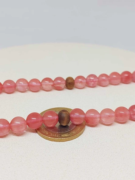 Gül Kuvars Taşı 108'lik Tibet Stili El Yapımı Mala Kolye (51392) - Resim 6