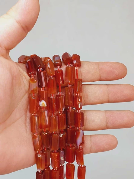 Bileklik Boy Akik Taşı 7x12mm Yarım Dizi (49936) (18CM UZUNLUĞUNDADIR)