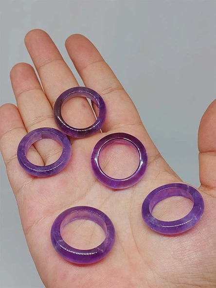 Ametist Taşı Yüzük 6mm Kalınlığında (Standart Ölçü) (51498)