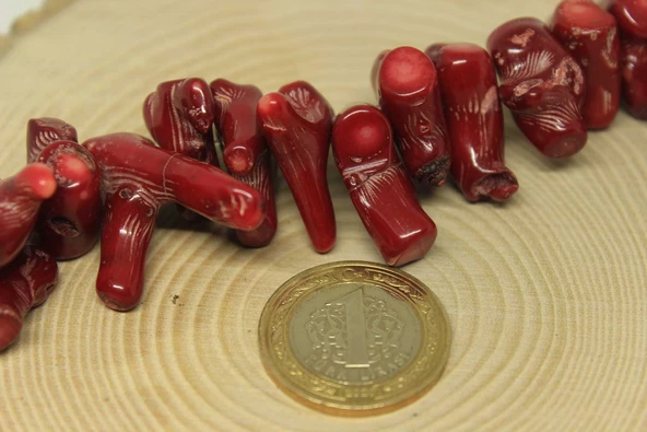 Bileklik Boy Mercan Şekilsiz Parçalar Yarım Dizi (BOYALIDIR) (18CM UZUNLUĞUNDADIR) - 2