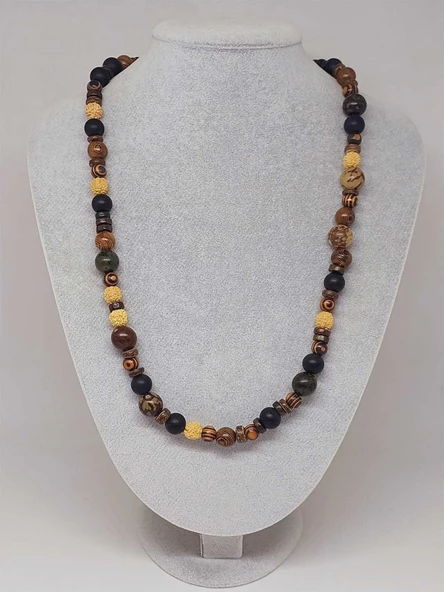 Ahşap Tasarım Unisex Otantik Kolye (51478) - Resim 5