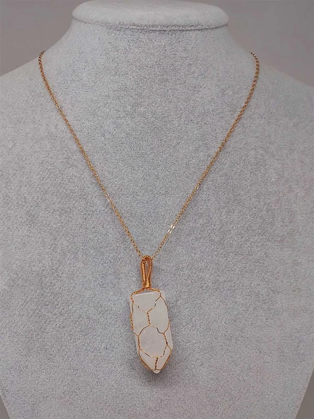 Kristal Kuvars Bakır Malzemeli El Örgüsü Özel Pandül Sarkaç (Kolye Ucu) (51340) - Resim 2