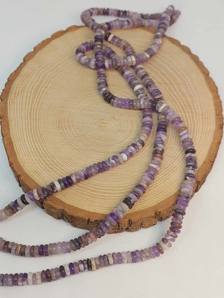 Bileklik Boy Ametist Taşı Rondela Kesim 6x1.5mm Yarım Dizi (49424) (18CM UZUNLUĞUNDADIR) - 3