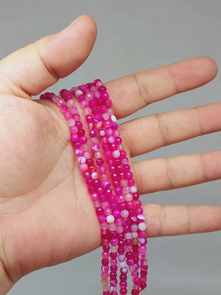 Bileklik Boy Akik Taşı Faset Kesim Yarım Dizi 4mm (51416) (18CM UZUNLUĞUNDADIR) ürün görseli 1