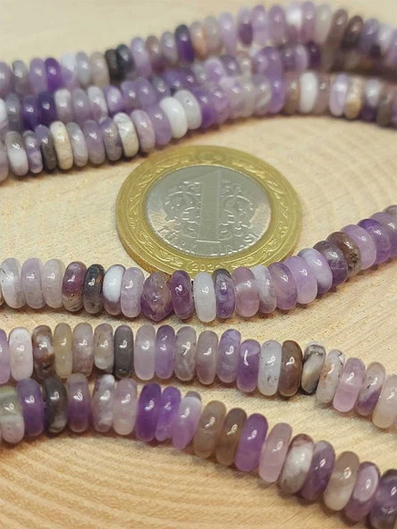 Bileklik Boy Ametist Taşı Rondela Kesim 6x1.5mm Yarım Dizi (49424) (18CM UZUNLUĞUNDADIR) - 2
