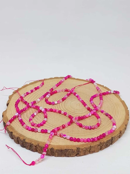 Bileklik Boy Akik Taşı Faset Kesim Yarım Dizi 4mm (51416) (18CM UZUNLUĞUNDADIR) - Resim 3