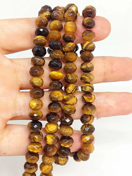 Bileklik Boy Kaplan Gözü Taşı Rondela Faset Kesim 5.5*7.5mm Yarım Dizi (46002) (18CM UZUNLUĞUNDADIR)