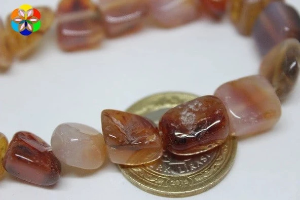 Bileklik Boy Akik Açık Kahverengi Tımbıl Taşlar Yarım Dizi (18CM UZUNLUĞUNDADIR) - Resim 4