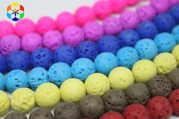 Bileklik Boy Lav Taşı Kırmızı Renkli Yarım Dizi 8mm (18CM UZUNLUĞUNDADIR) - 2