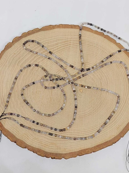 Bileklik Boy Beril Taşı (RUTİL KUVARS) Küp Şekilli Dizi 2mm (51128) Yarım Dizi (17CM UZUNLUĞUNDADIR) - Resim 4