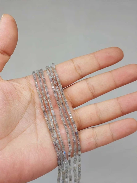 Bileklik Boy Labradorit Taşı Küp Şekilli Dizi 2mm (51142) Yarım Dizi (17CM UZUNLUĞUNDADIR) ürün görseli