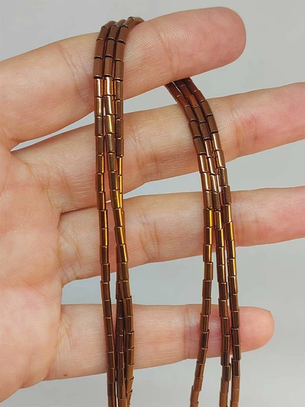 Bileklik Boy Hematit Taşı Yarım Dizi 2*4mm (48156) (18CM UZUNLUĞUNDADIR) ürün görseli