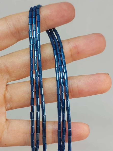 Bileklik Boy Hematit Taşı Yarım Dizi 2*4mm (48154) (18CM UZUNLUĞUNDADIR)