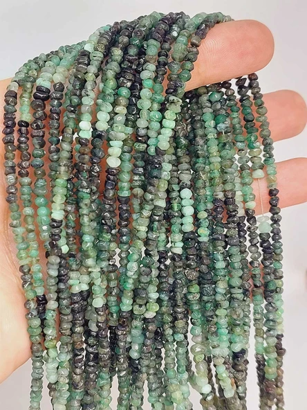 Bileklik Boy Zümrüt Taşı Dizi 2*3mm (45918) Yarım Dizi (17CM UZUNLUĞUNDADIR)
