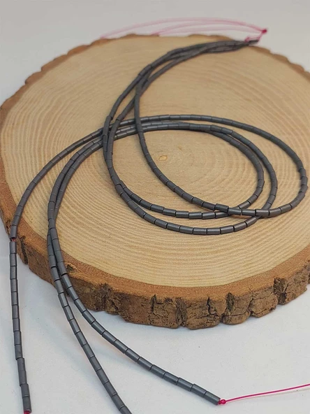 Bileklik Boy Hematit Taşı Yarım Dizi 2*4mm (48152) (18CM UZUNLUĞUNDADIR) - 3