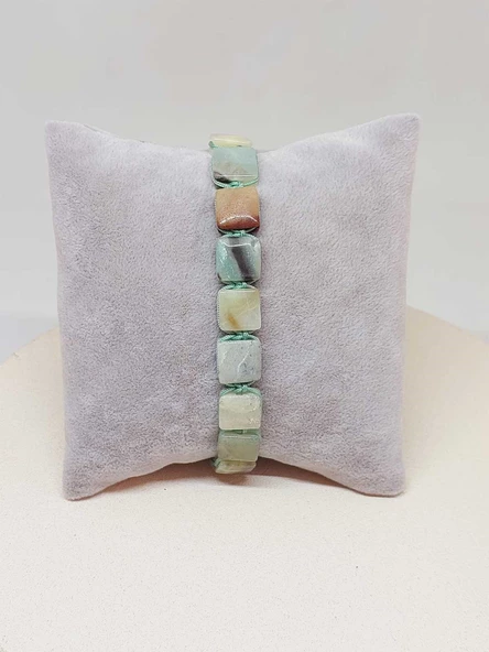 Amazonit Taşı Makrome Tasarım Bileklik (51590) - 2