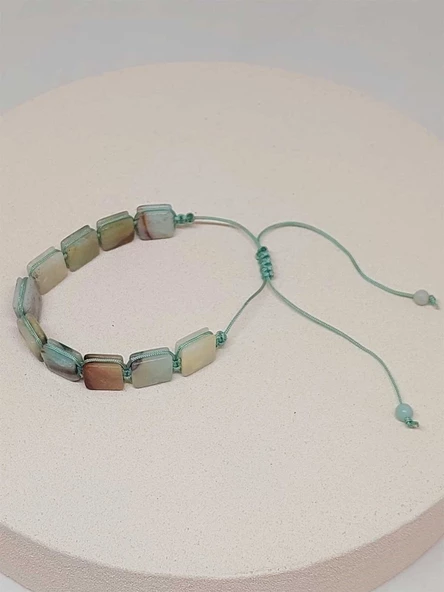 Amazonit Taşı Makrome Tasarım Bileklik (51590) - 6