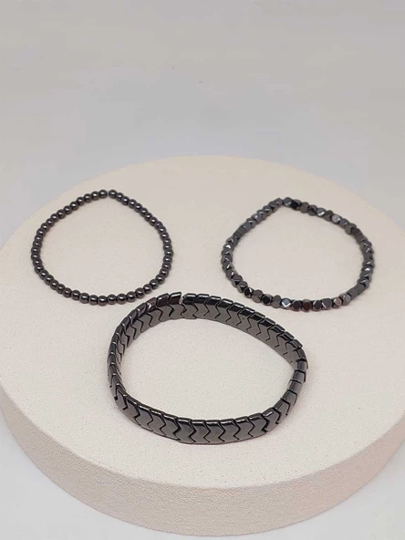 Hematit Tasarım Unisex Bileklik (3lü Set) (51572) - Resim 2