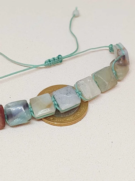 Amazonit Taşı Makrome Tasarım Bileklik (51590) - 7