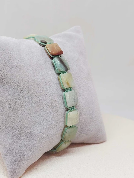 Amazonit Taşı Makrome Tasarım Bileklik (51590) - 4