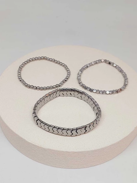 Hematit Tasarım Unisex Bileklik (3lü Set) (51570) - Resim 2
