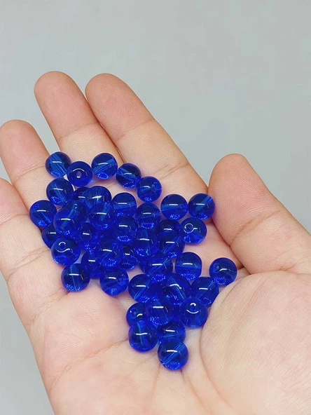 Mavi Renkli Cam Boncuk 8mm/50adet (51668) ürün görseli