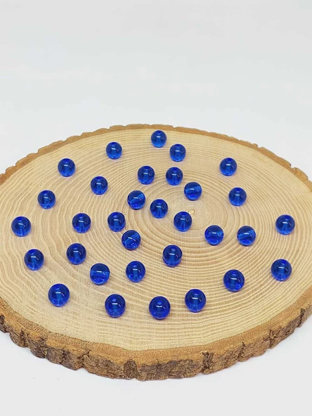 Mavi Renkli Cam Boncuk 8mm/50adet (51668) - Resim 2