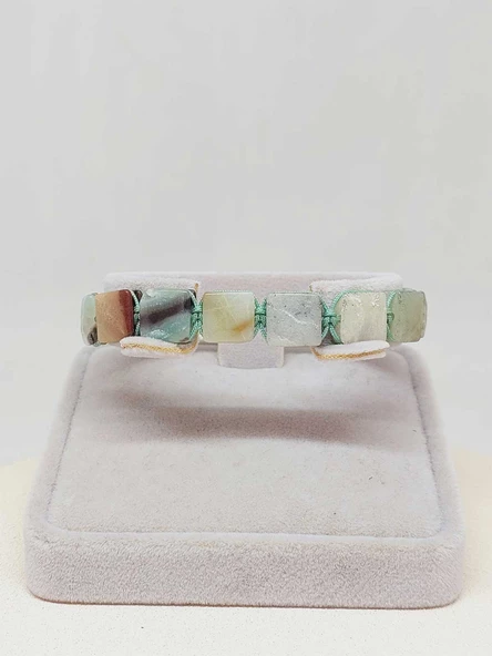 Amazonit Taşı Makrome Tasarım Bileklik (51590) - 3