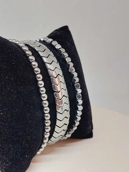 Hematit Tasarım Unisex Bileklik (3lü Set) (51570) - Resim 3