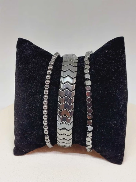 Hematit Tasarım Unisex Bileklik (3lü Set) (51572) - Resim 3