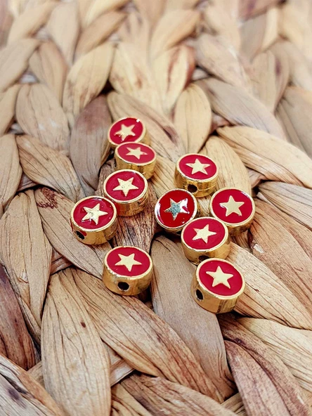 Altın Kaplama Kırmızı Yıldız Ara Aparat/2 adet (51786) ürün görseli 1