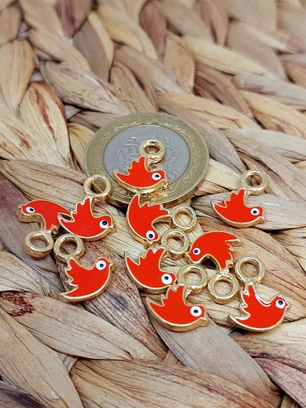 Altın Kaplama Turuncu Kuş Aparat/2 adet (51778) - Resim 2