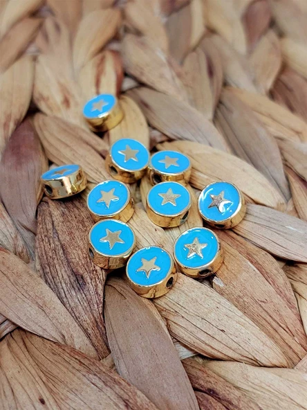 Altın Kaplama Turkuaz Yıldız Ara Aparat/2 adet (51790) - Resim 3