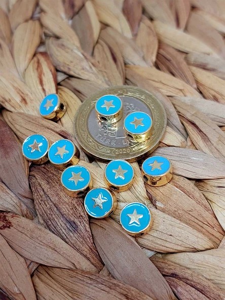 Altın Kaplama Turkuaz Yıldız Ara Aparat/2 adet (51790) - Resim 2