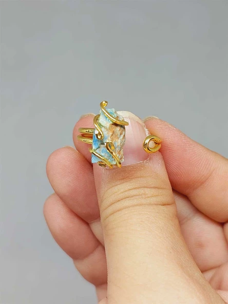 Amazonit Taşı Ayarlanabilir Yüzük (51696) - 4