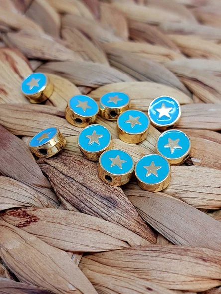 Altın Kaplama Turkuaz Yıldız Ara Aparat/2 adet (51790) ürün görseli