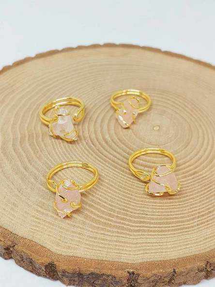 Pembe Kuvars Taşı Ayarlanabilir Yüzük (51692) ürün görseli